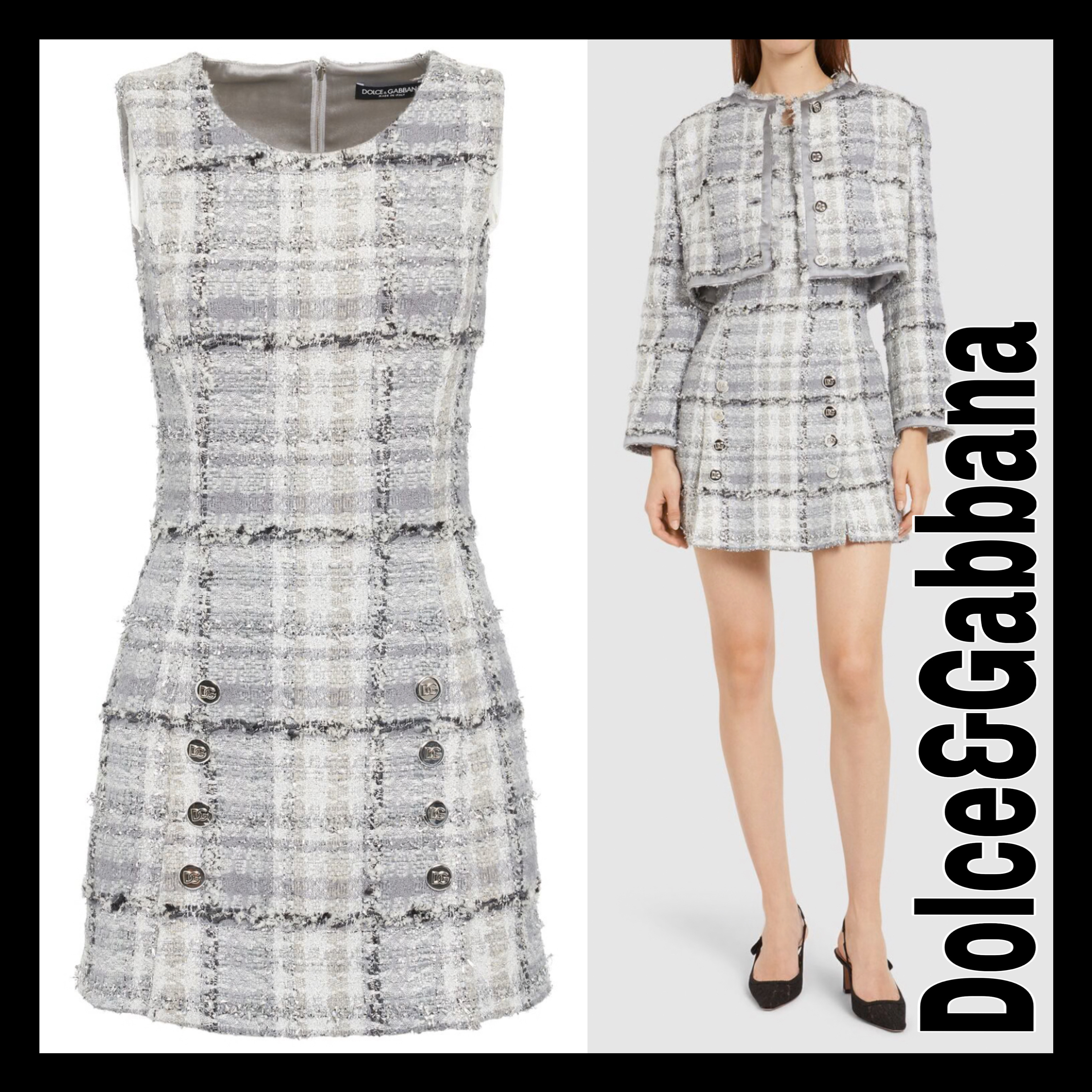 Dolce&Gabbana ルレックス ツイード ロゴ ミニドレス 関税送料込