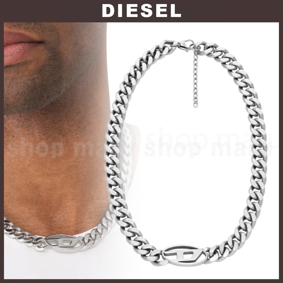 DIESEL◆オーバルDロゴチョーカーネックレス