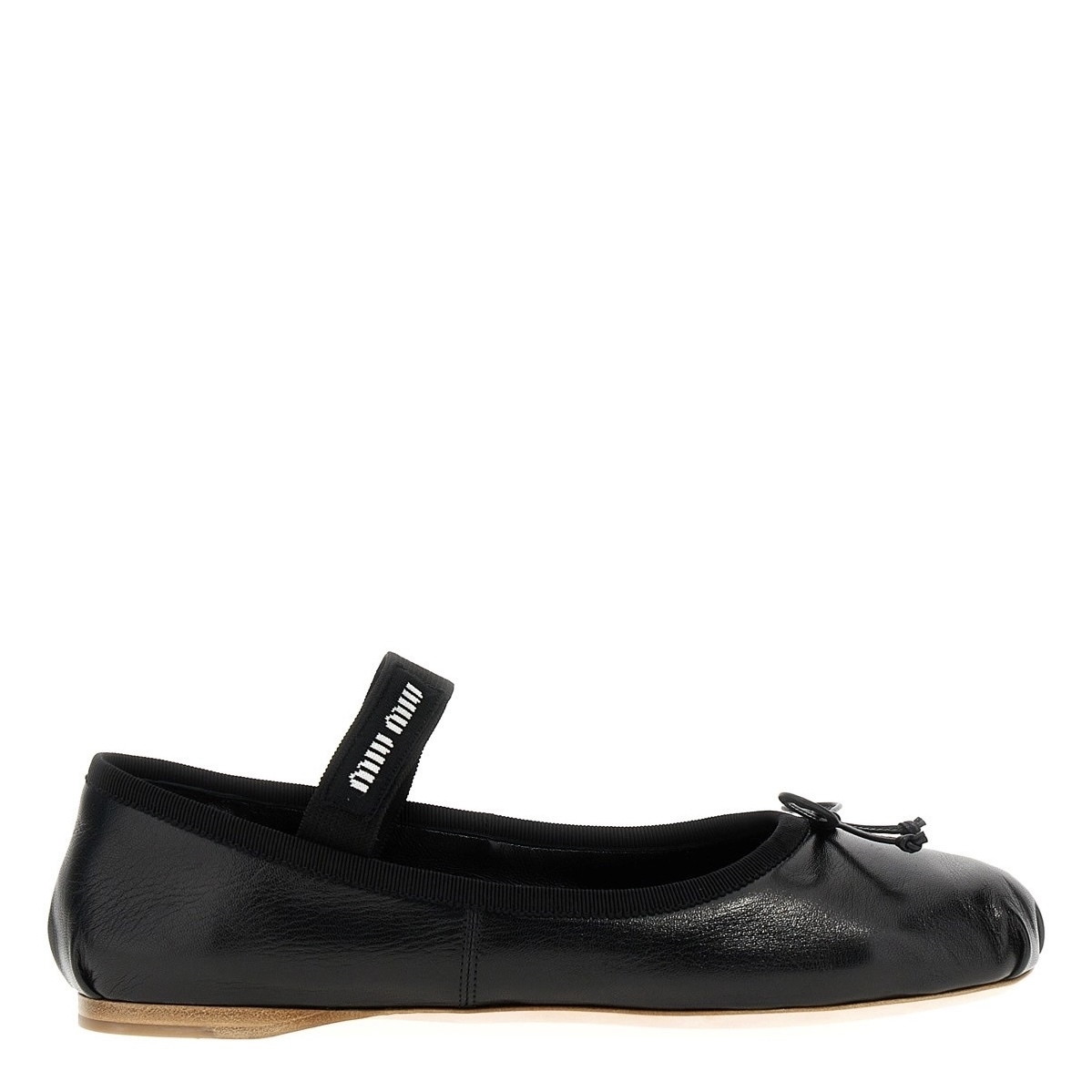 MIU MIU Logo bow ballet flats ミュウミュウ バレエシューズ