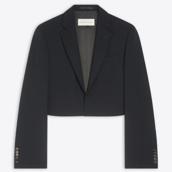 DRIES VAN NOTEN プリント サテン クロップド ブレザー コート