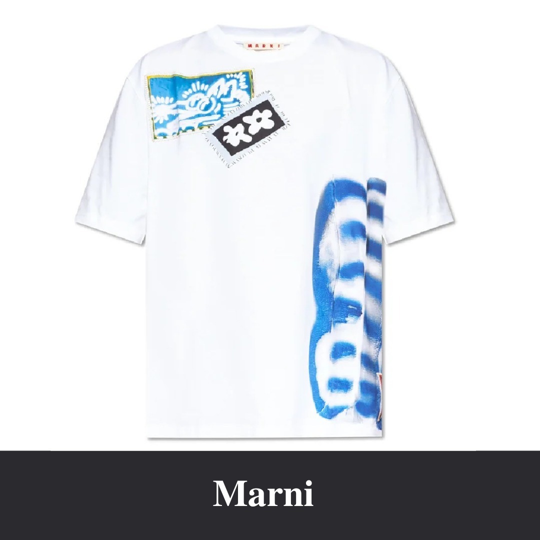 マルニ パターン クルーネック Tシャツ