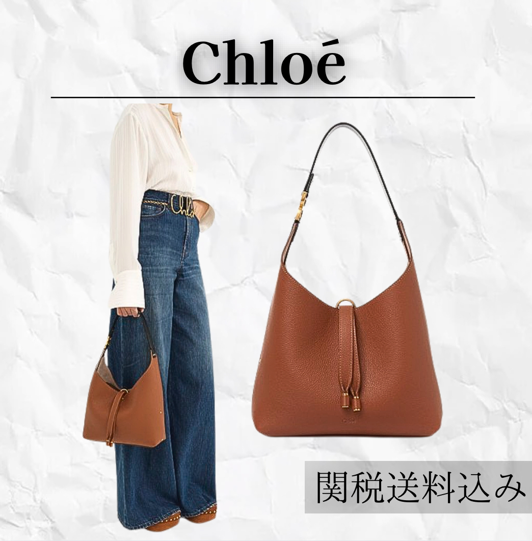 Chloe レザー スモール ホーボーバッグ ブラウン