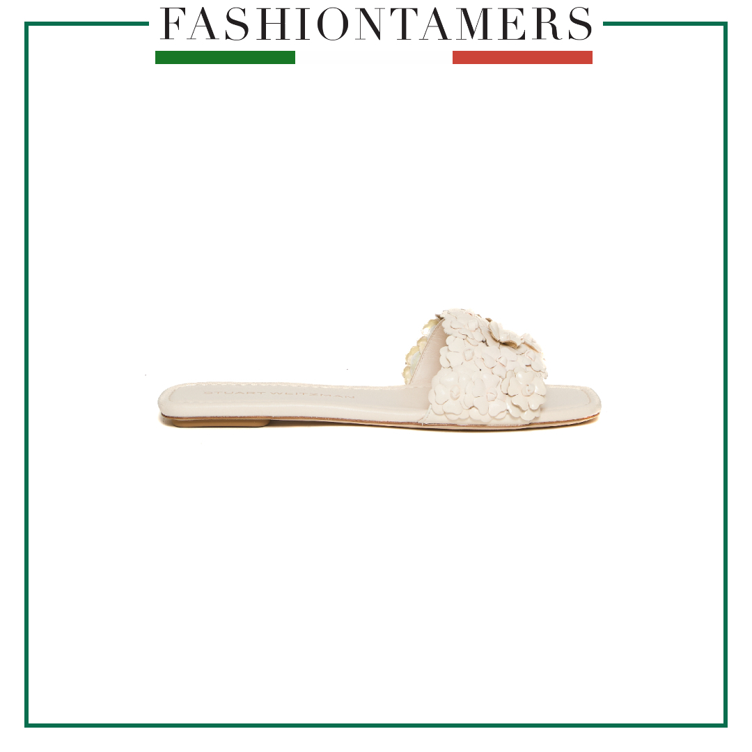 サンダル・ミュール Stuart Weitzman MEADOWFLATSLIDE Sandals Ciabatta Bianca Con