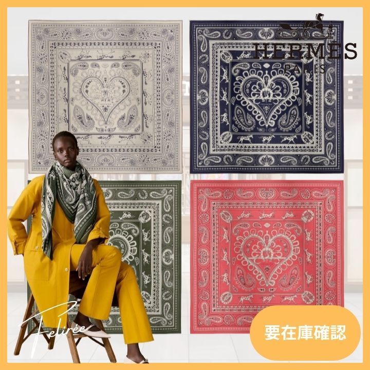 《心躍る、シルク。》HERMES Cheval de Coeur Bandana shawl 140