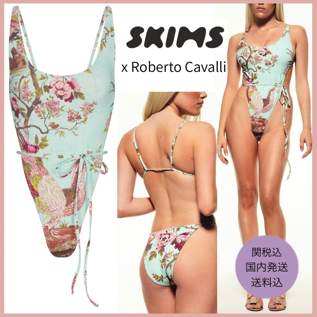 【SKIMS】x Roberto Cavalli 花柄ハイレグワンピース水着 コラボ
