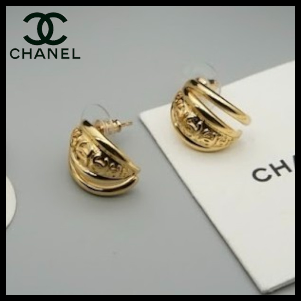 【輝く♪】CHANEL ピアス 2連フープ ゴールド