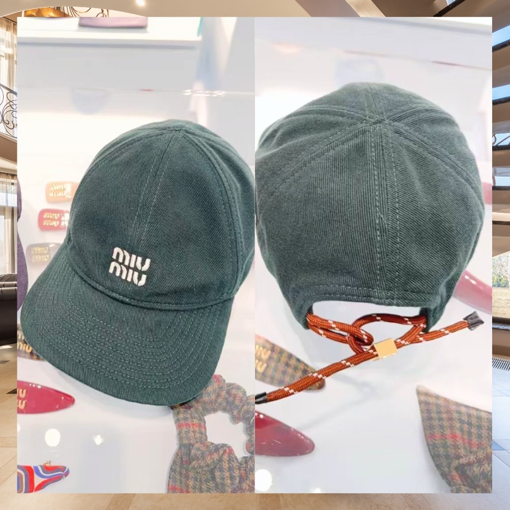 《デイリーに最適》【MiuMiu】デニムベースボールキャップ 緑