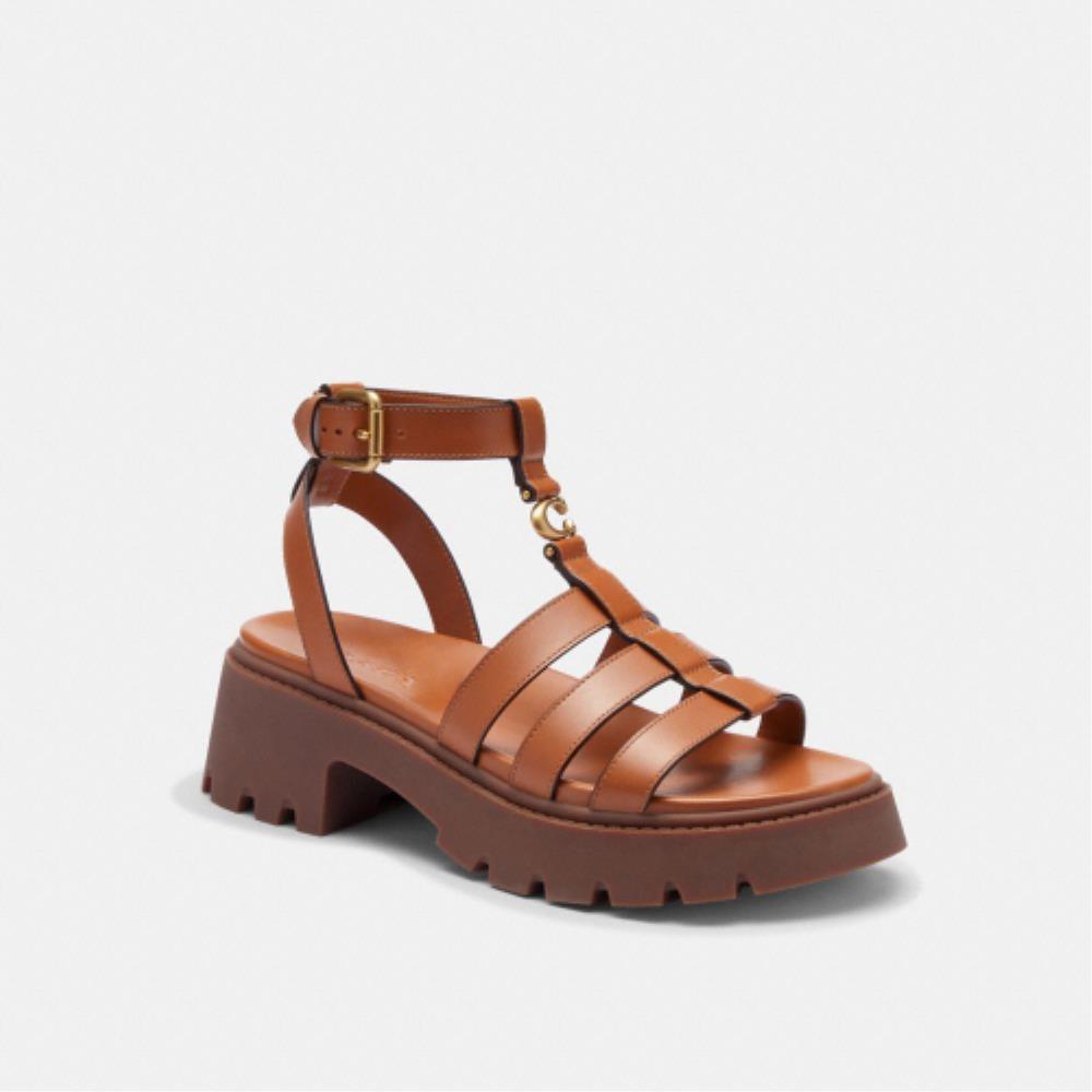 ★Coach★ Sculpted C Platform Fisherman Sandals CAR70 COG