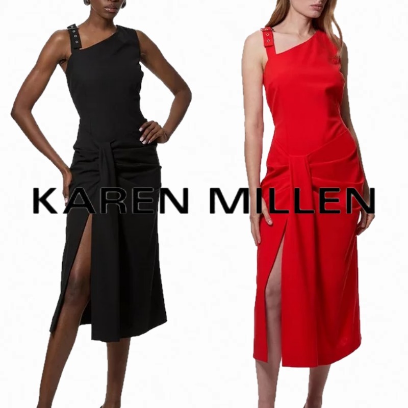 【KAREN MILLEN】 アシンメトリー ネック ストラップ ドレス