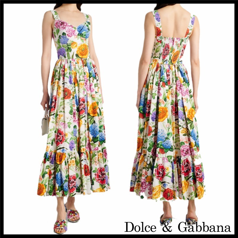 関税送料込◆Dolce & Gabbana◆花柄 コットンポプリン ドレス