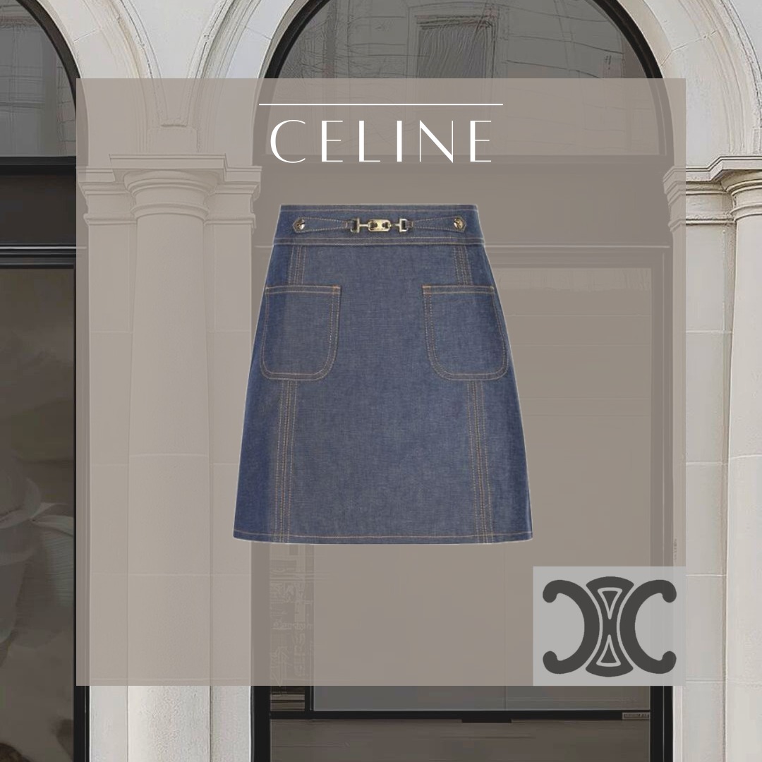 CELINE デニム ミニ スカート RJ033084207IA