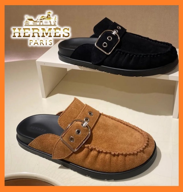 HERMES【オシャレなスエード】サンダル 《キー》