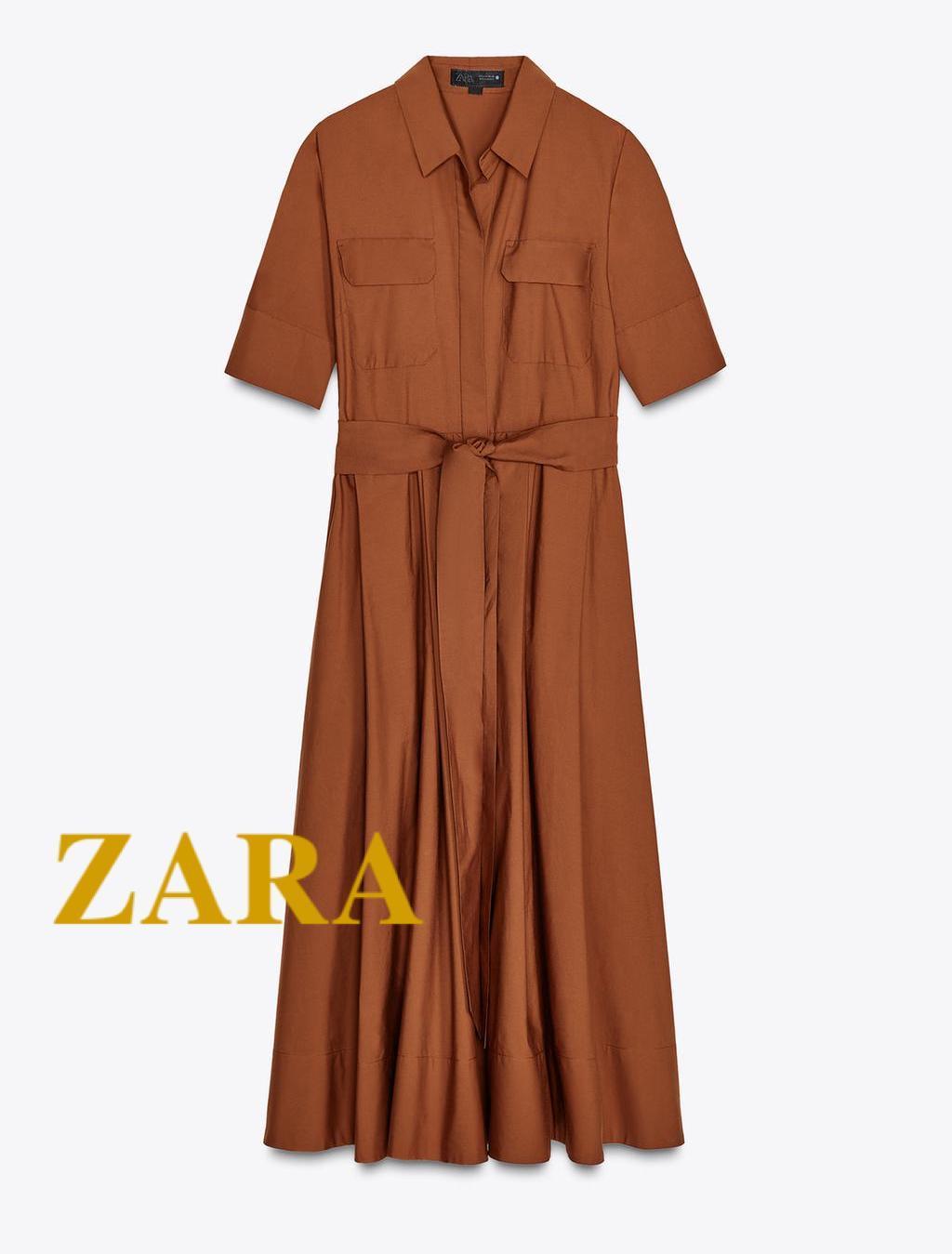 ☆ドイツ発*ZARA*新作*ポプリンシャツドレス/CAMEL☆