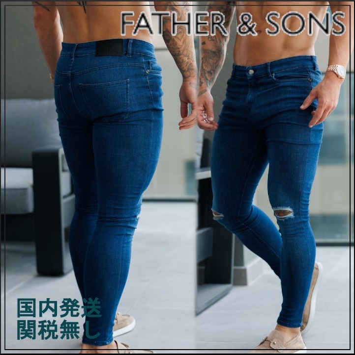 ☆国内発送☆FATHER&SONS ミッドブルー スリムジーンズ