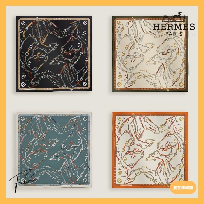 《駿馬スカーフ》HERMES Les Chevaux Dechaines スカーフ 90