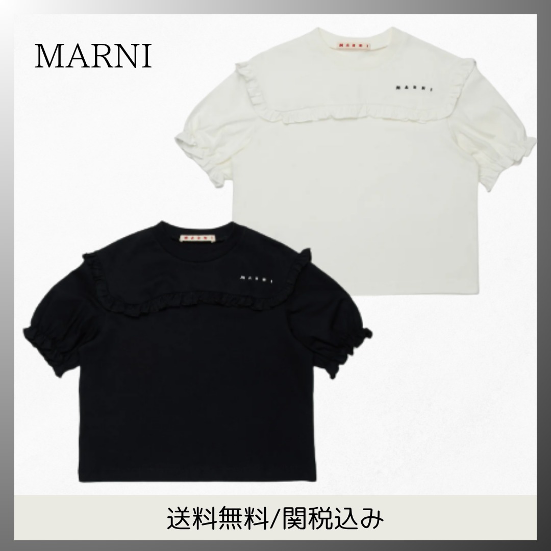 MARNI◆ マルニ ロゴ刺繍 ラッフル Tシャツ《大人もOK!》
