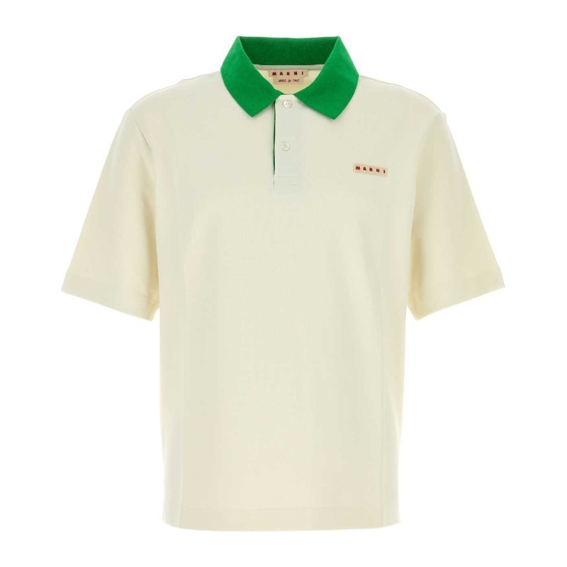 Tシャツ・カットソー MARNI White piquet polo shirt (POMU0045LXUTC492 00W09)