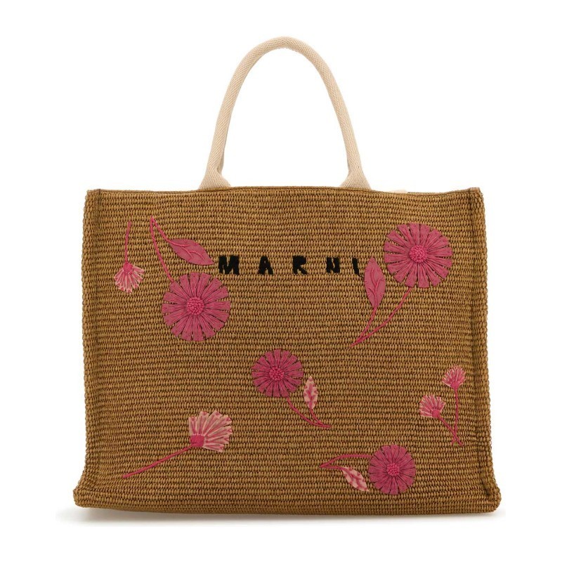 トートバッグ MARNI Caramel raffia shopping bag (SHMP0078Q2P7398 Z0R42)