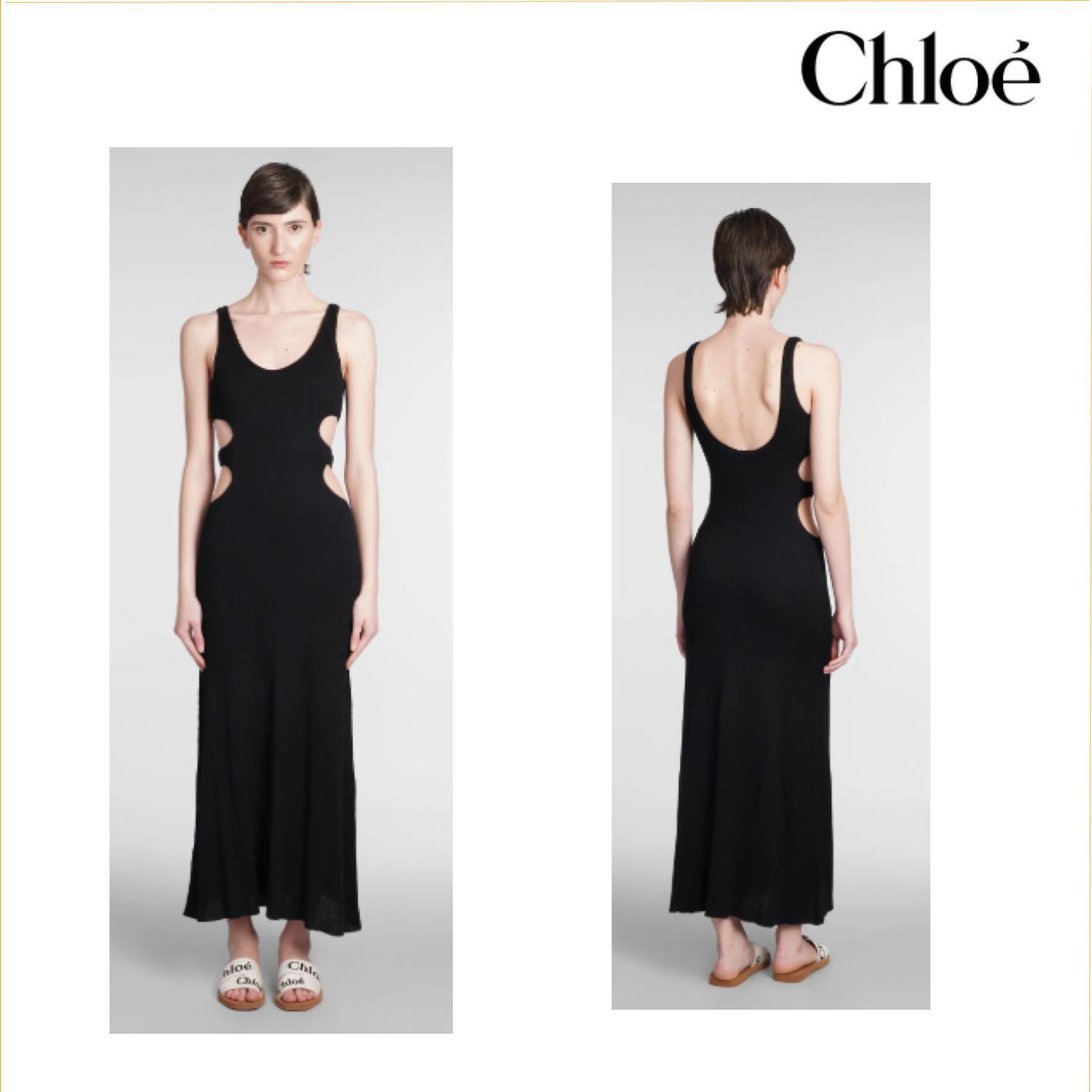ChloeChloe しわ加工カットアウト マキシドレス