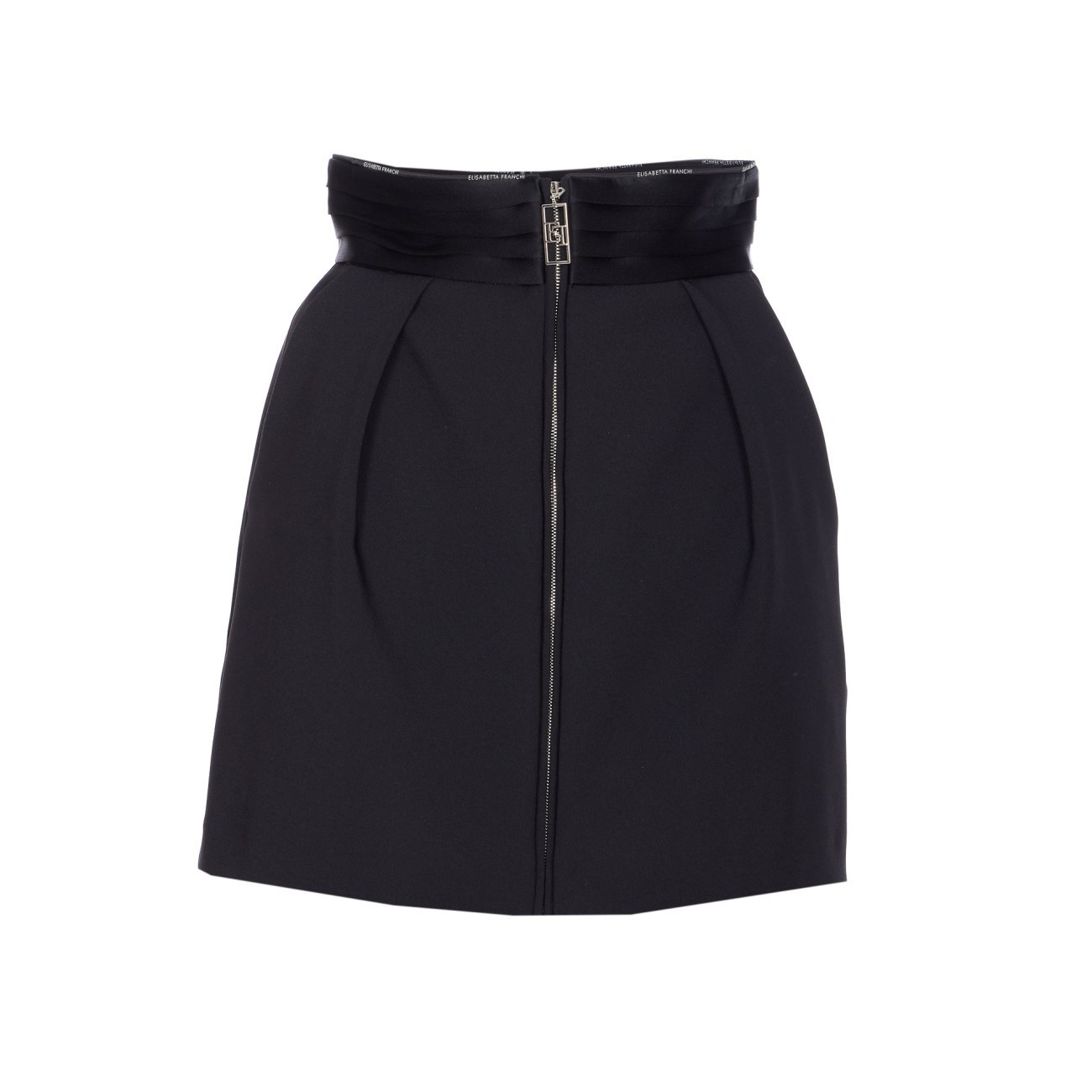 スカート ELISABETTA FRANCHI DOUBLE CREPE SKIRT WITH TUXEDO DETAILS