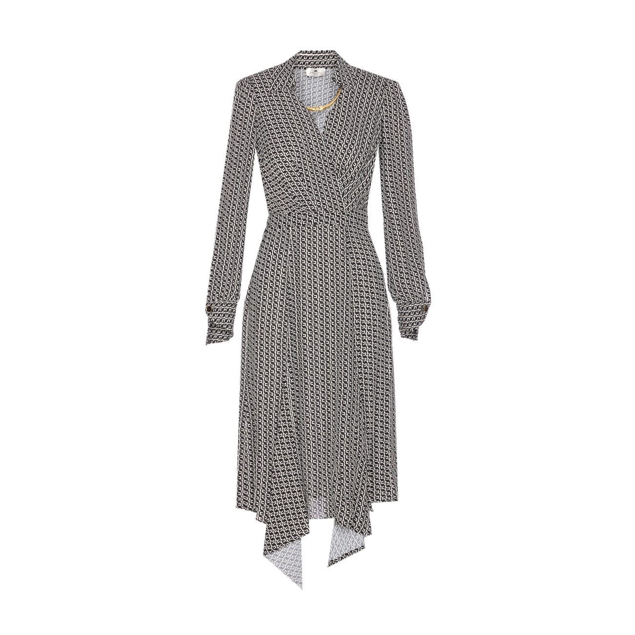 ワンピース ELISABETTA FRANCHI GEORGETTE DRESS WITH GEOMETRIC PRINT