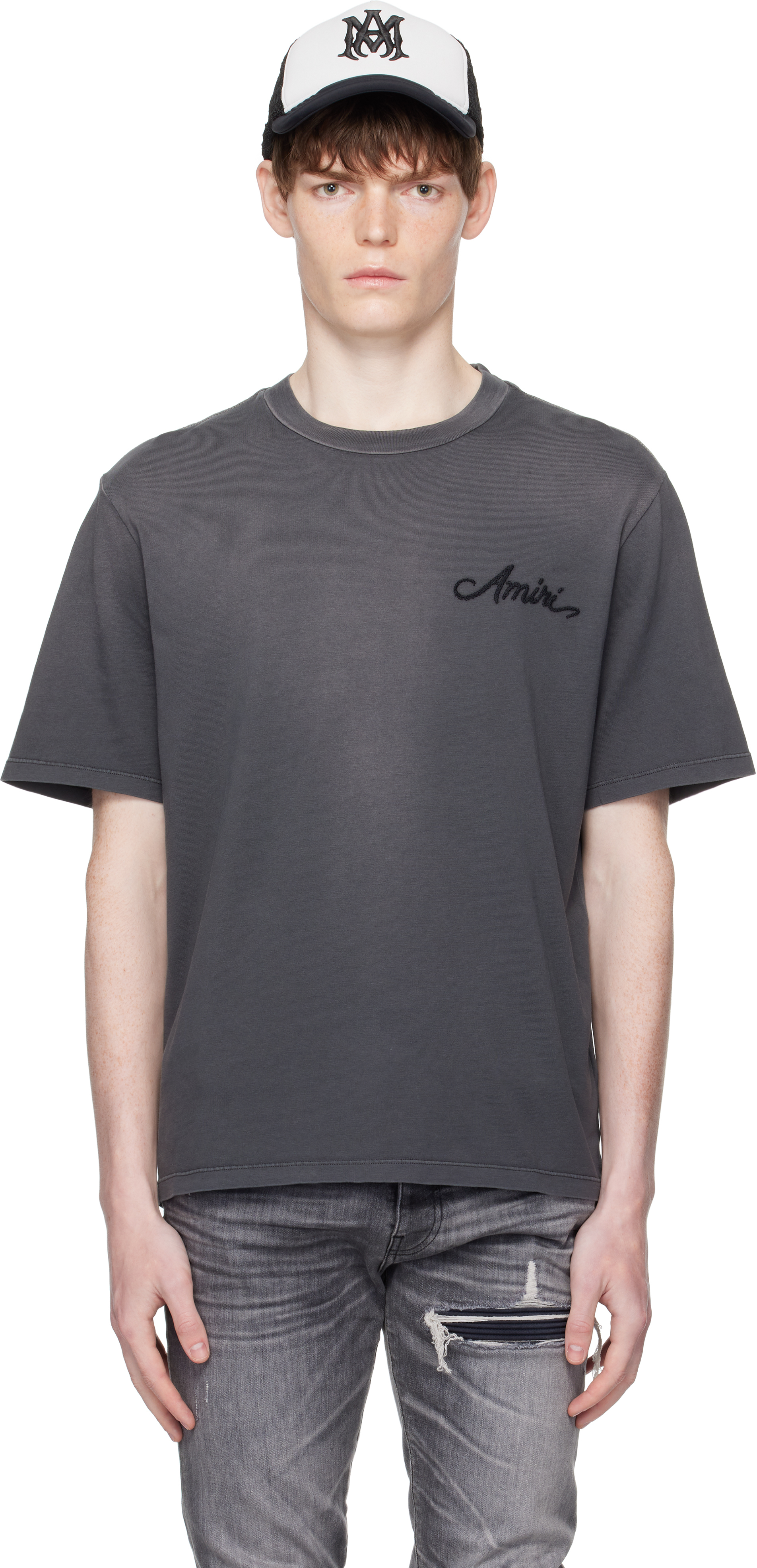 【関税込み】AMIRI グレー Bleach Bandana Patch Tシャツ