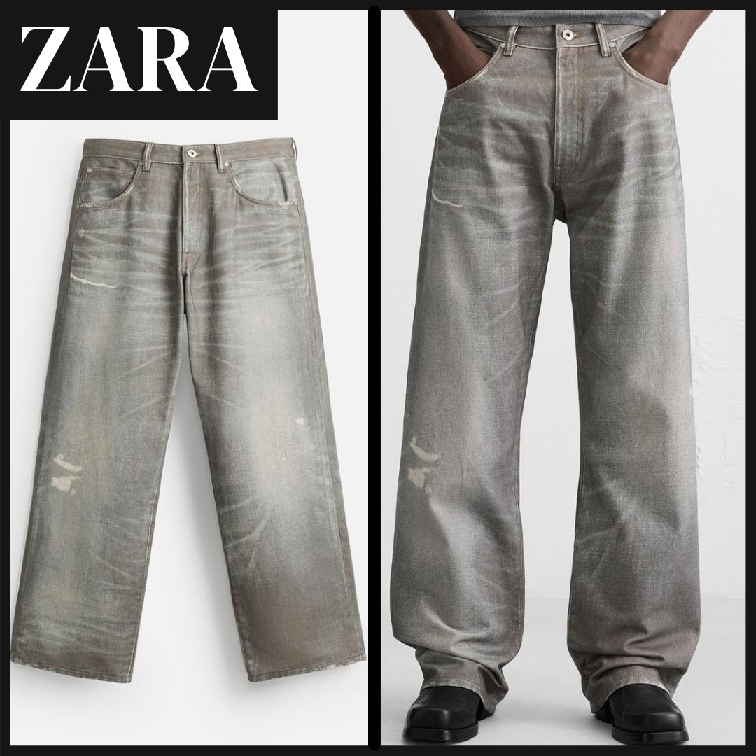 【ZARA】プリント バギーフィットデニムパンツ