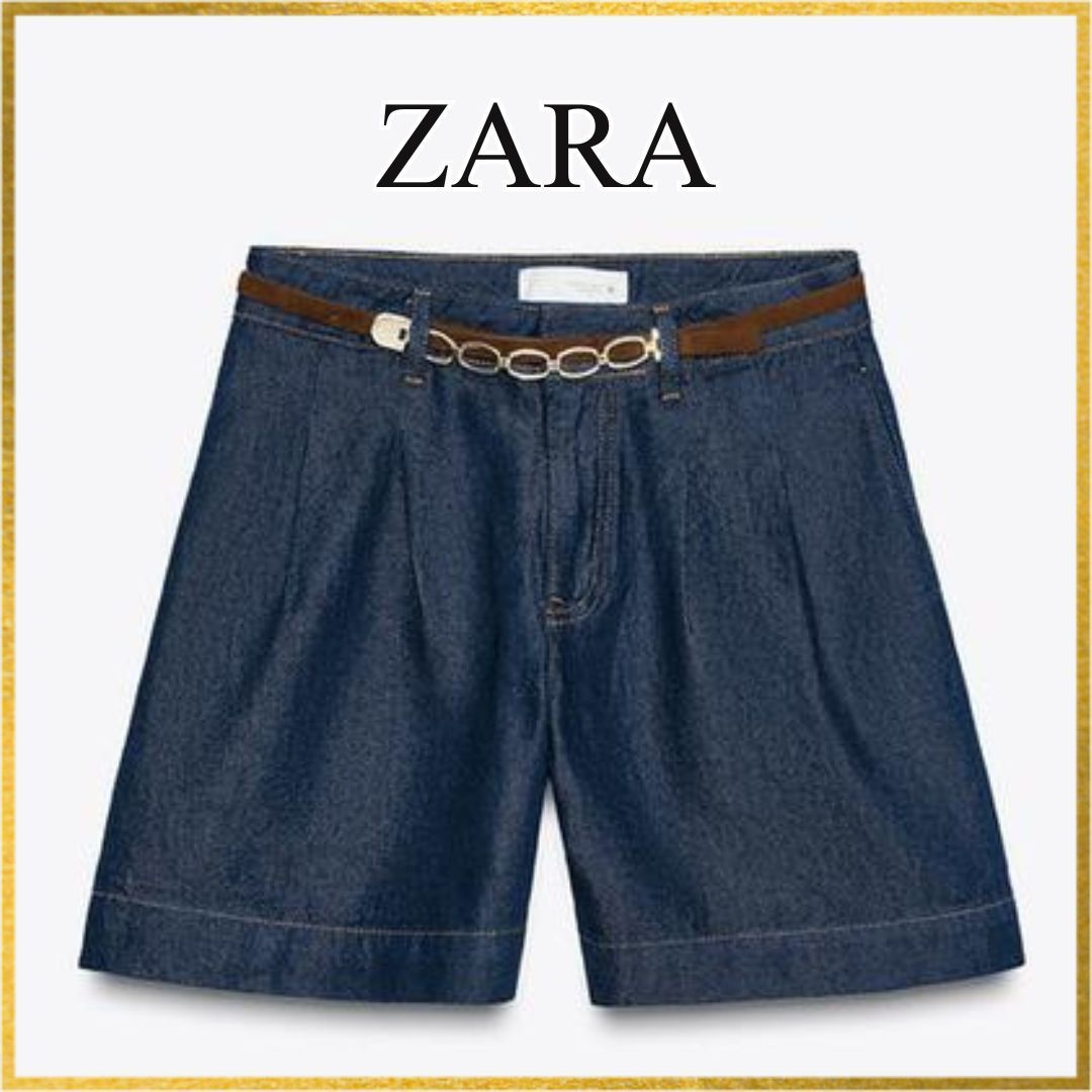 ZARA｜Z1975 ゴールド装飾付きベルトショートパンツ