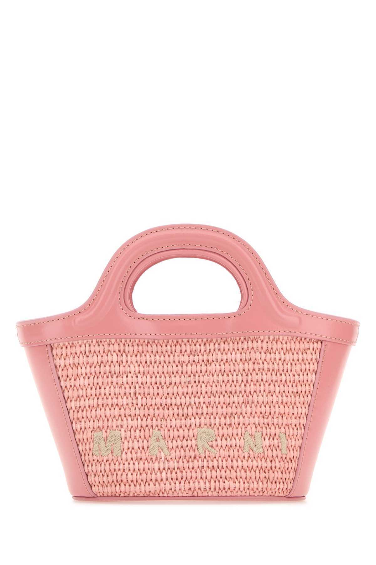 【関税&送料込】Marni Pink Leather And Straw Micro Tropicali