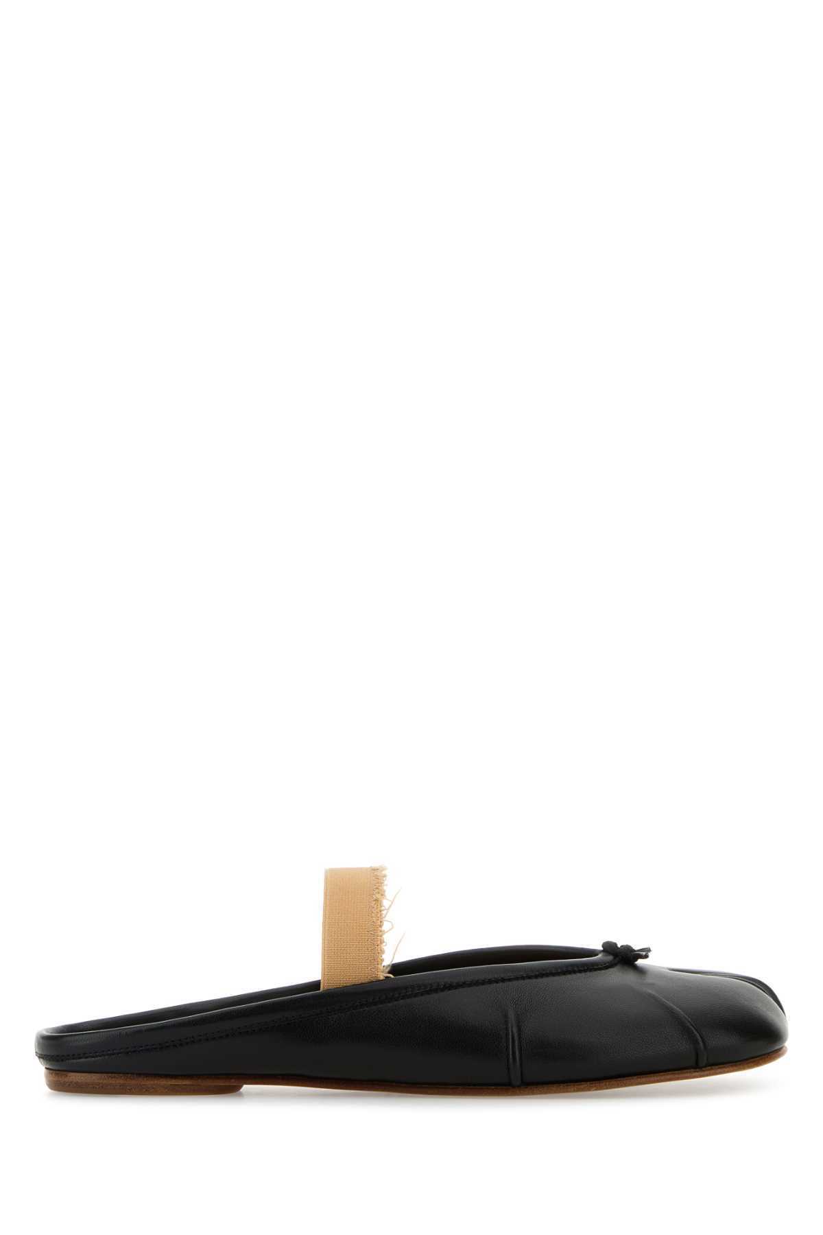 【関税&送料込】Maison Margiela Black Leather Tabby Slippers