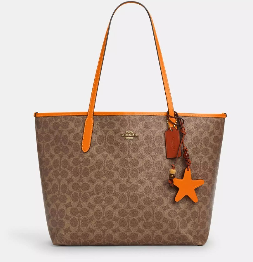 トートバッグ COACH City Tote Bag Signature Canvas With Star Charm CBH77