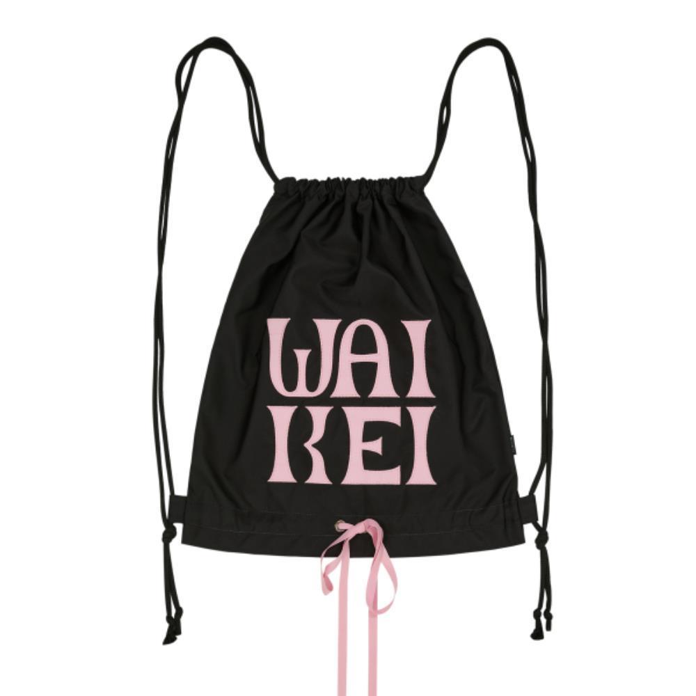 ★Wai Kei★ Logo Applique Ribbon String Bag Black YKBD02AC02