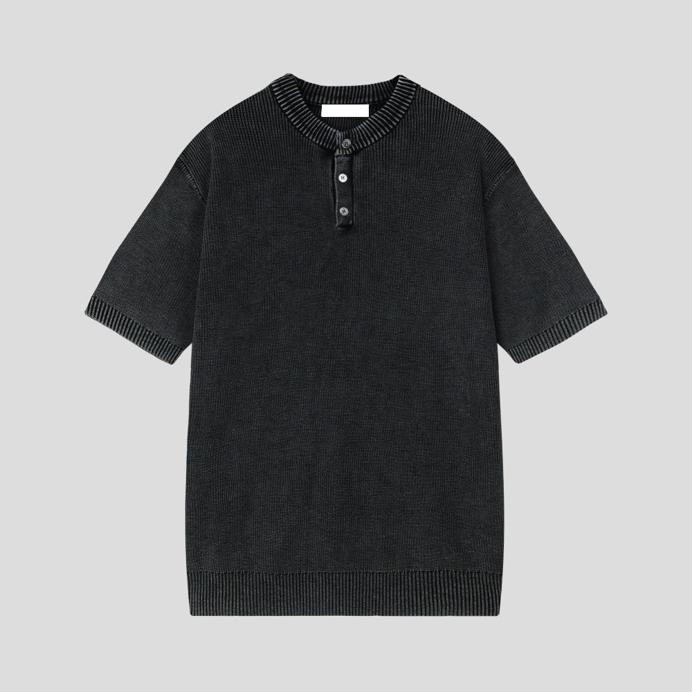 Tシャツ・カットソー IONSEOUL Henry Neck Pigment Short Sleeve Knit JP5D0028