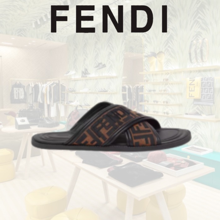 Outlet【FENDI】FFロゴ クロススライダー スライドサンダル