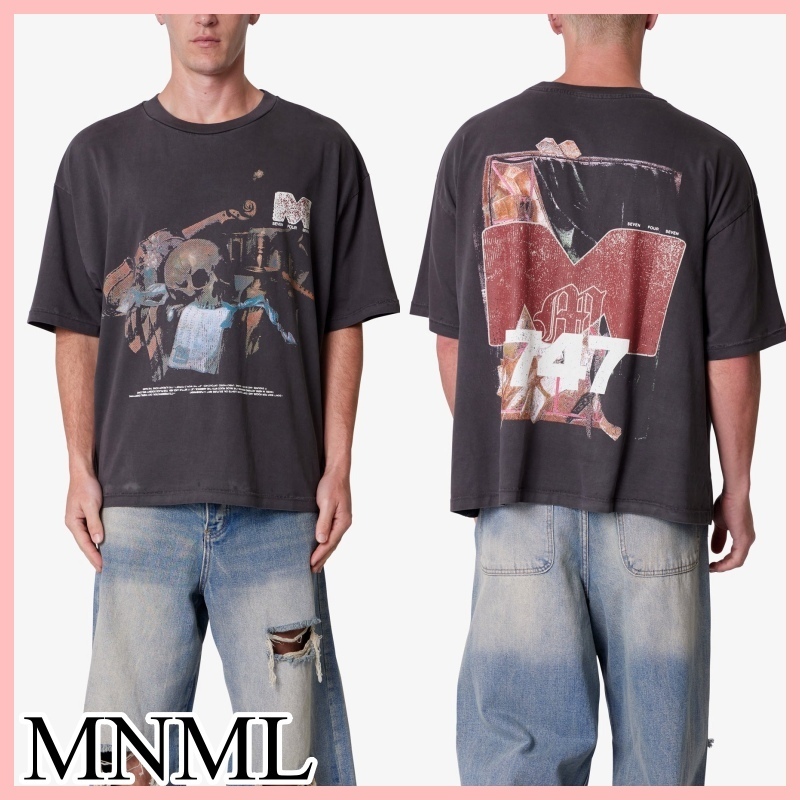 MNML STILL LIFE プリント Tシャツ 半袖 Washed Black 送料込み