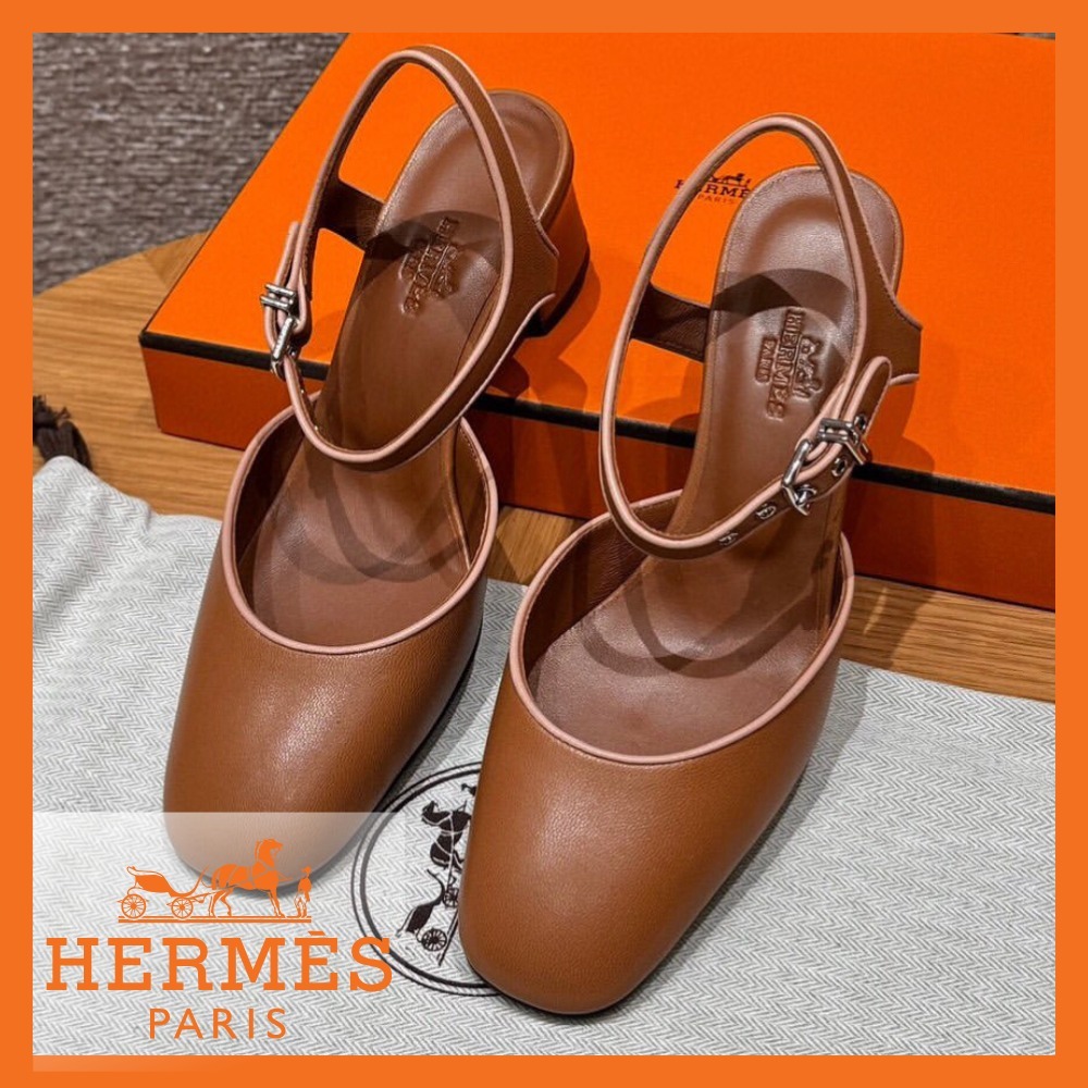 【HERMES】H251270Z1W370 Marron Alezan Kamilla60 パンプス