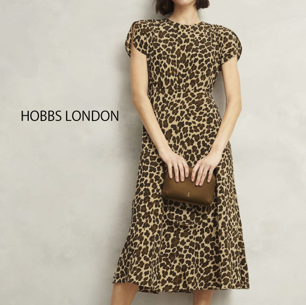 【HOBBS LONDON】Hampton Leopard Silk Dress シルクドレス
