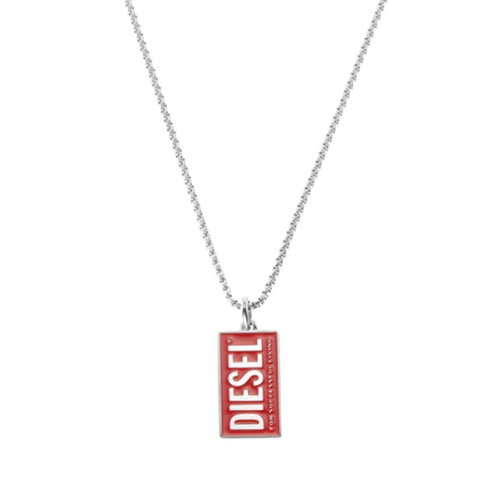 ★DIESEL★ logo tag pendant necklace DX1368040