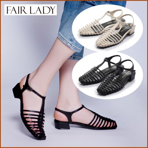 Fair Lady◆ローヒールサンダル お洒落シースルーストラップ