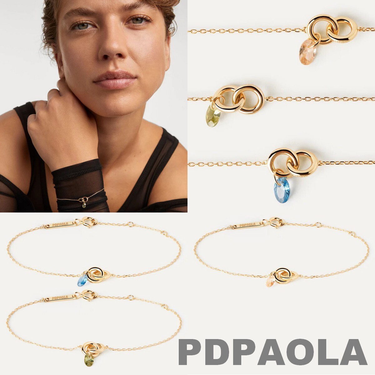 【New】PDPAOLA◆DROP型ラインストーン Lilyブレスレット◆全3色