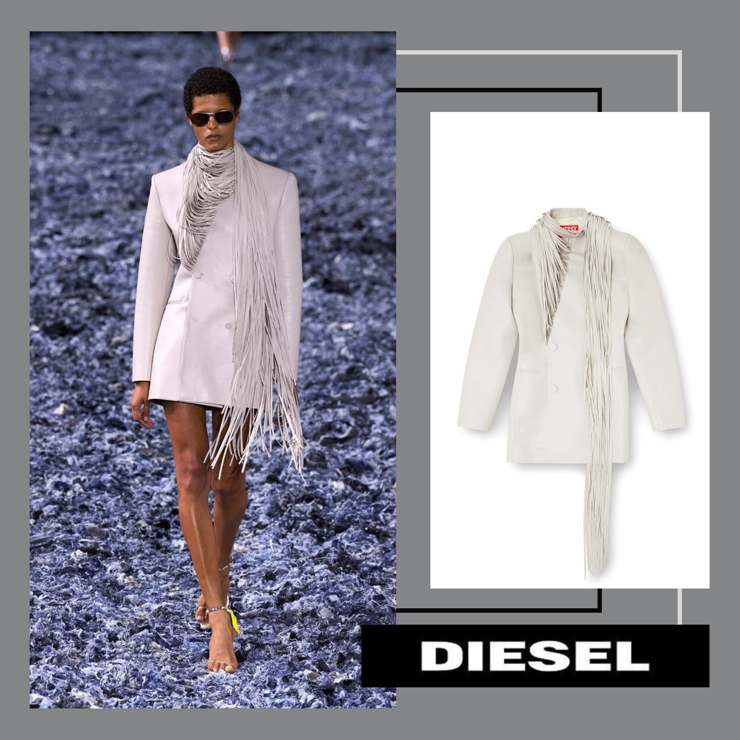 送料無料【DIESEL】ディーゼル g-shank ダブルブレストコート