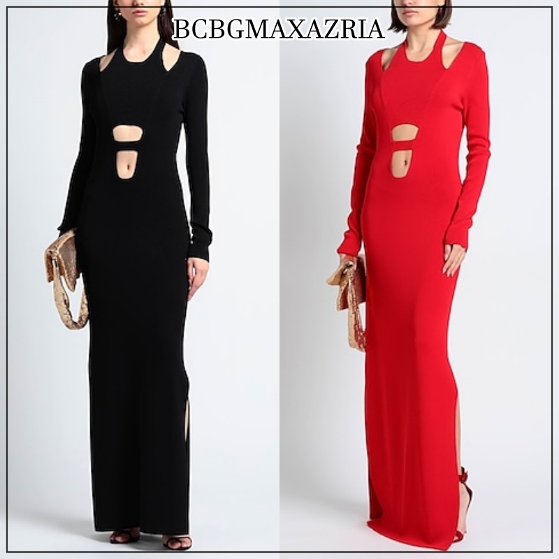 BCBGMAXAZRIA/ショルダー＆ウエストカットアウト ニットドレス