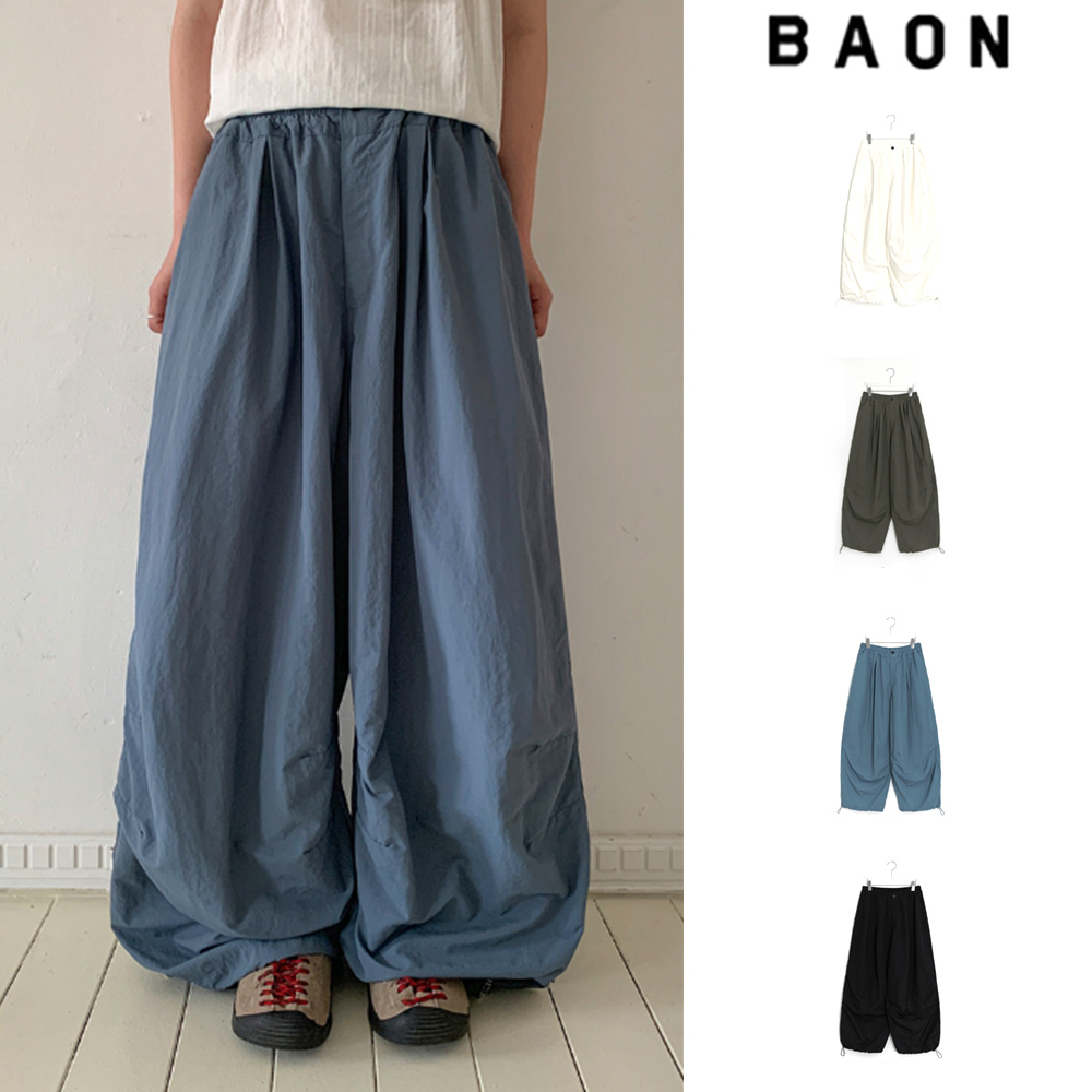 【BAON】[unisex] Gyuden Nylon Banding Wide Pants