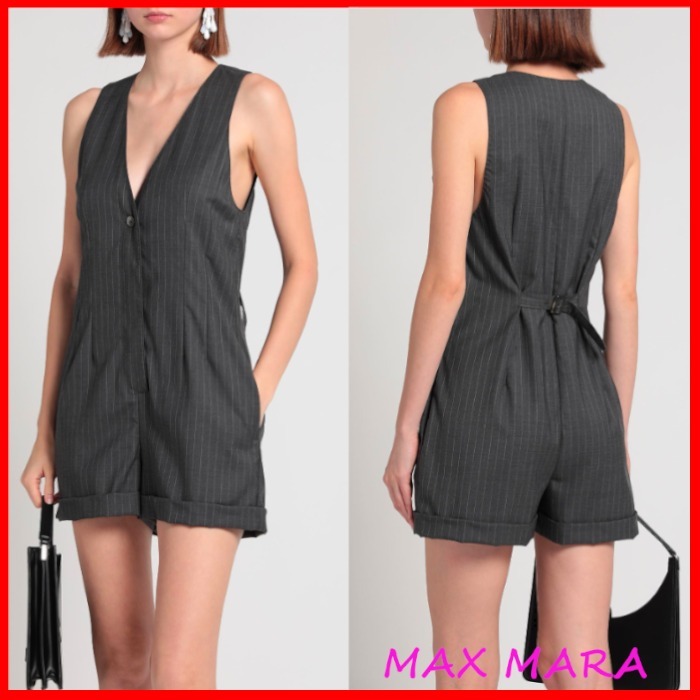 MAX MARA ロゴ Vネック ストライプ ノースリーブ オールインワン