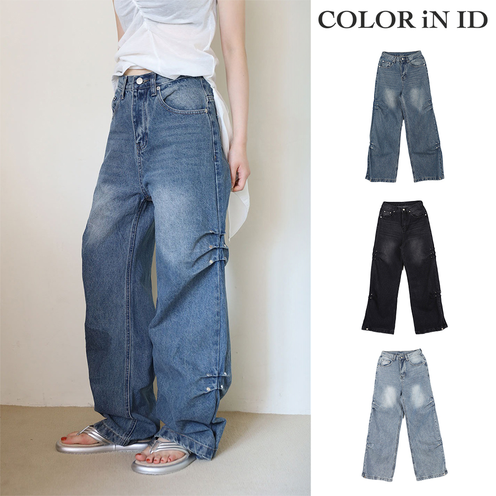 【COLOR iN ID】Side pin tuck rivet denim