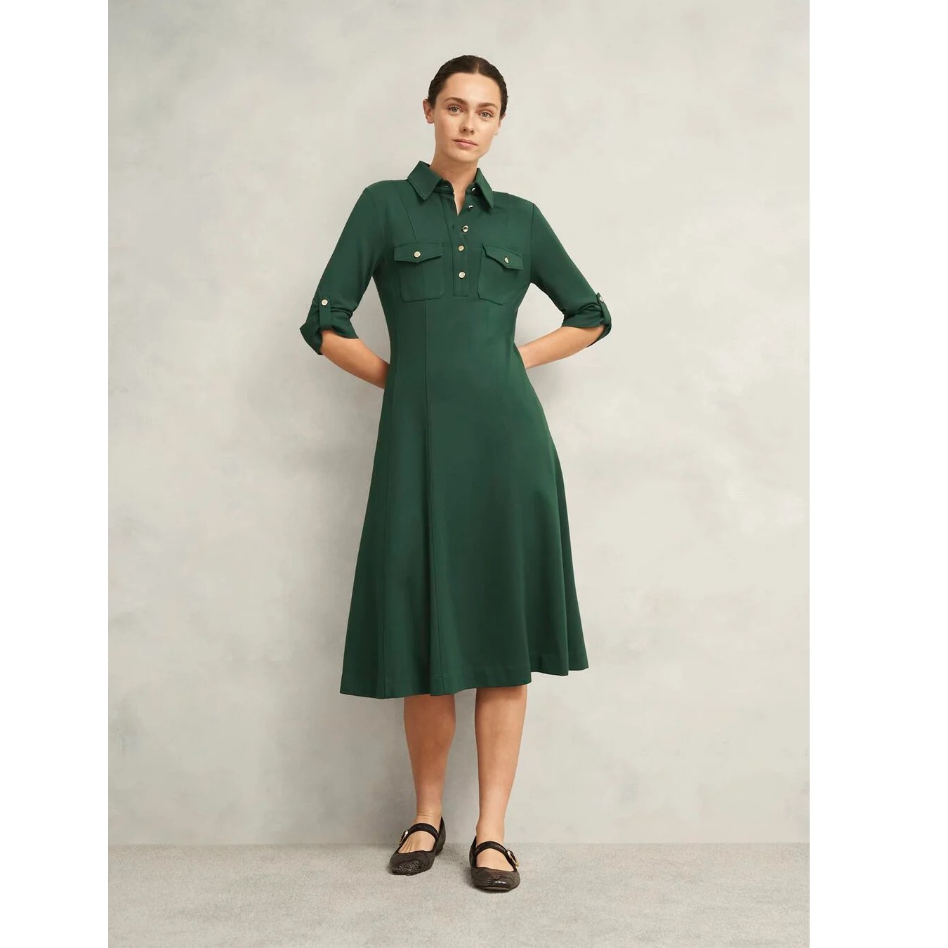 HOBBS LONDON アンジェリカ ユーティリティ ポンテ ミディドレス