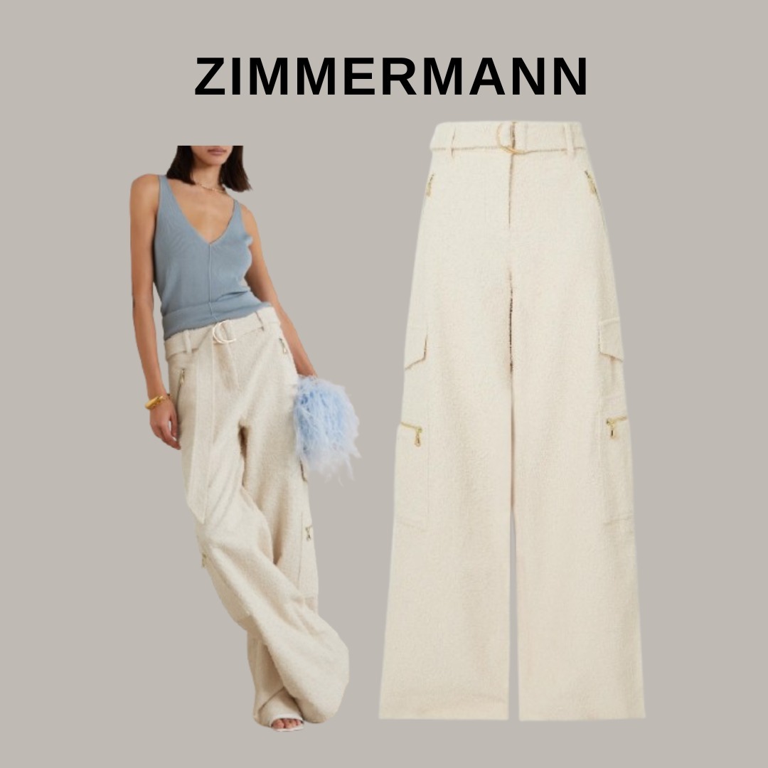 ZIMMERMANN コットン混 カーゴパンツ ベルト付き【関税なし】