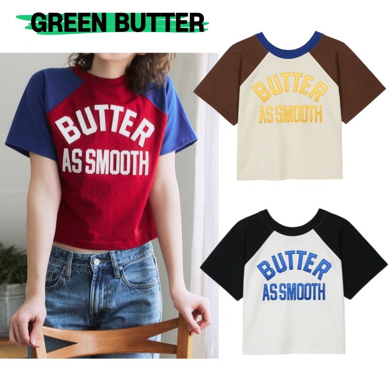 Tシャツ・カットソー [GREEN BUTTER] Smooth Raglan Sleeve Tee : 3color