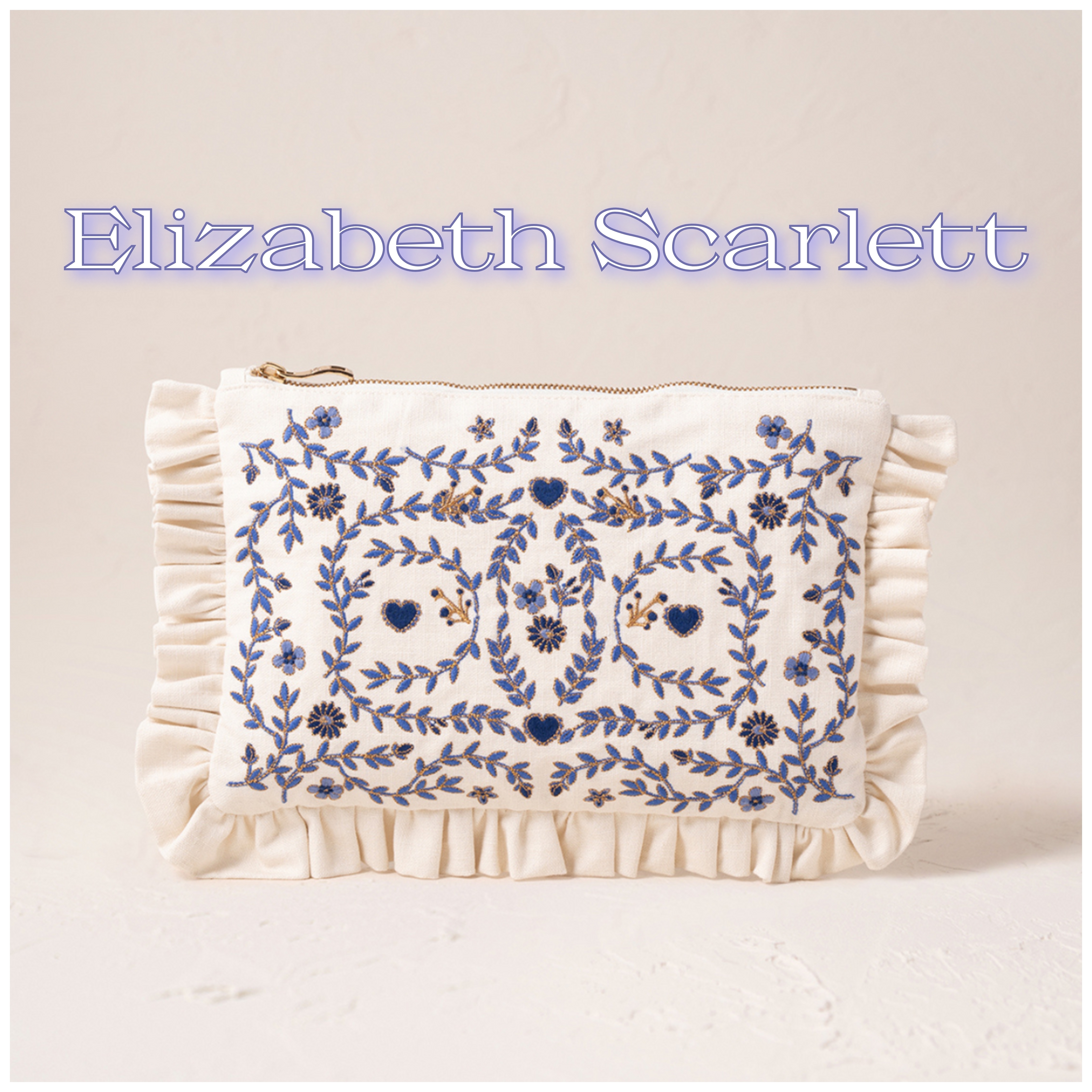 【Elizabeth Scarlett】地中海ガーデンフリルコットンポーチ