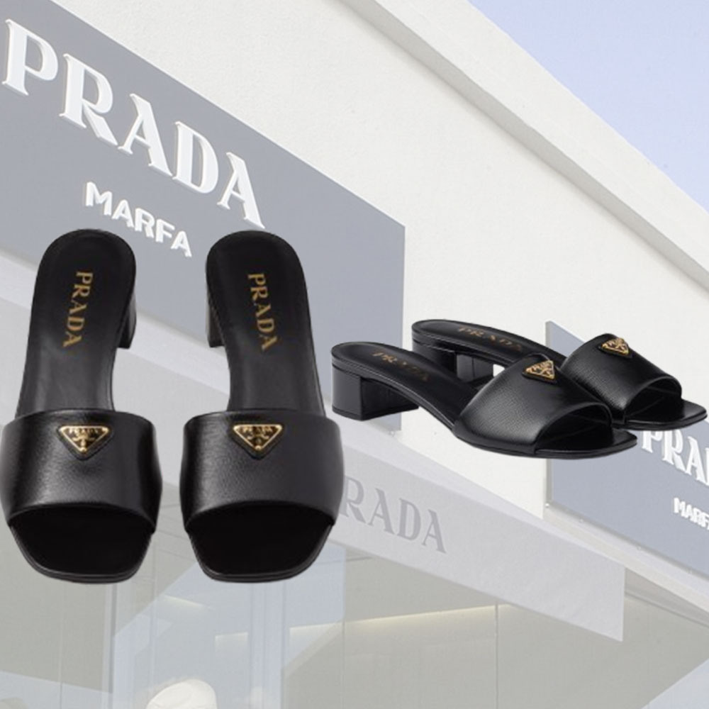 【PRADA】サフィアーノパテントレザーサンダル